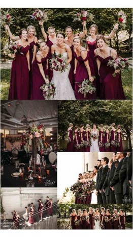 Long Cold Shoulder Burgundy Bridesmaid Dresses KSP545