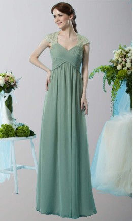 Pastel Green Long Bridesmaid Dresses Cover Arms KSP550