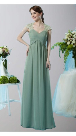 Pastel Green Long Bridesmaid Dresses Cover Arms KSP550