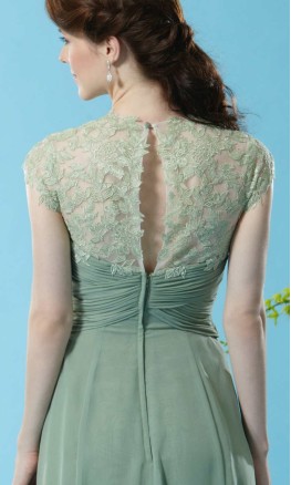 Sage Green Cap Sleeve Chiffon Bridesmaid Dress KSP550