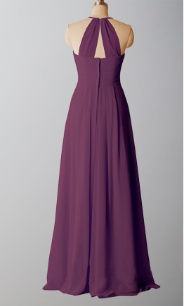Orchid Halter Pleated Chiffon Long Bridesmaid Dress KSP562