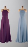 Orchid Chiffon Pleated Halter Long Bridesmaid Dresses KSP562