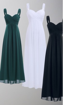 Long dark purple chiffon bridesmaid dress with romantic sweetheart neckline and wide tank straps KSP564