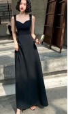 Long Black Prom Dresses with Bowknot Shoulder Straps KSP572