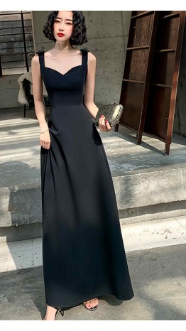 Long Black Prom Dresses with Bowknot Shoulder Straps KSP572