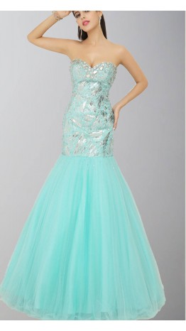 Sweetheart Fit & Flare Empire Rhinestone Prom Dresses Long KSP573