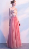 Girly Pink Applique One Shoulder Long Prom Dresses KSP575