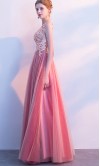 Girly Pink Applique One Shoulder Long Prom Dresses KSP575