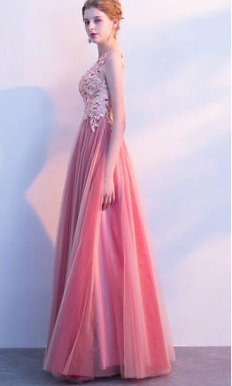 Girly Pink One Shoulder Long Prom Dresses