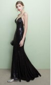 Sequin Long Bustier Black Prom Dresses