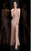 Pink Blush Glitter BodyCon Prom Party Dresses Slit KSP585