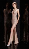 Pink Blush Glitter BodyCon Prom Party Dresses with slit