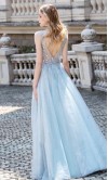 Embellishment Long Ice Blue Prom Dresses