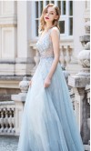 Embellishment Long Ice Blue Prom Dresses