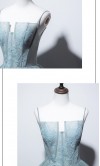 Mist Blue Shimmery Prom Gowns Bustier