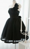 Vintage One Shoulder Little Black Dresses Big Bowknots KSP593