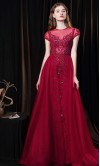 Long Red Luxury Bodycon Prom Dresses with Train Covered KSP598