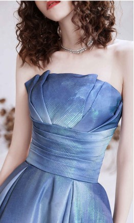 Blue Gradient Lotus Prom Ball Gown with Lace-up Back KSP612
