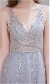 Bedazzled Fringe Opera Cape  Long Grey Prom Dresses