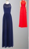  Long Bridesmaid Dresses UK with Illusion Neckline KSP336