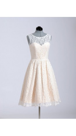 Knee Length Modern Lace Vintage Wedding Bridesmaid Dresses KSP296