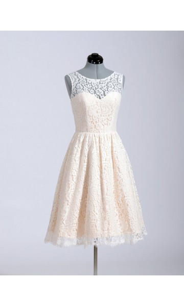 Knee Length Modern Lace Vintage Wedding Bridesmaid Dresses KSP296